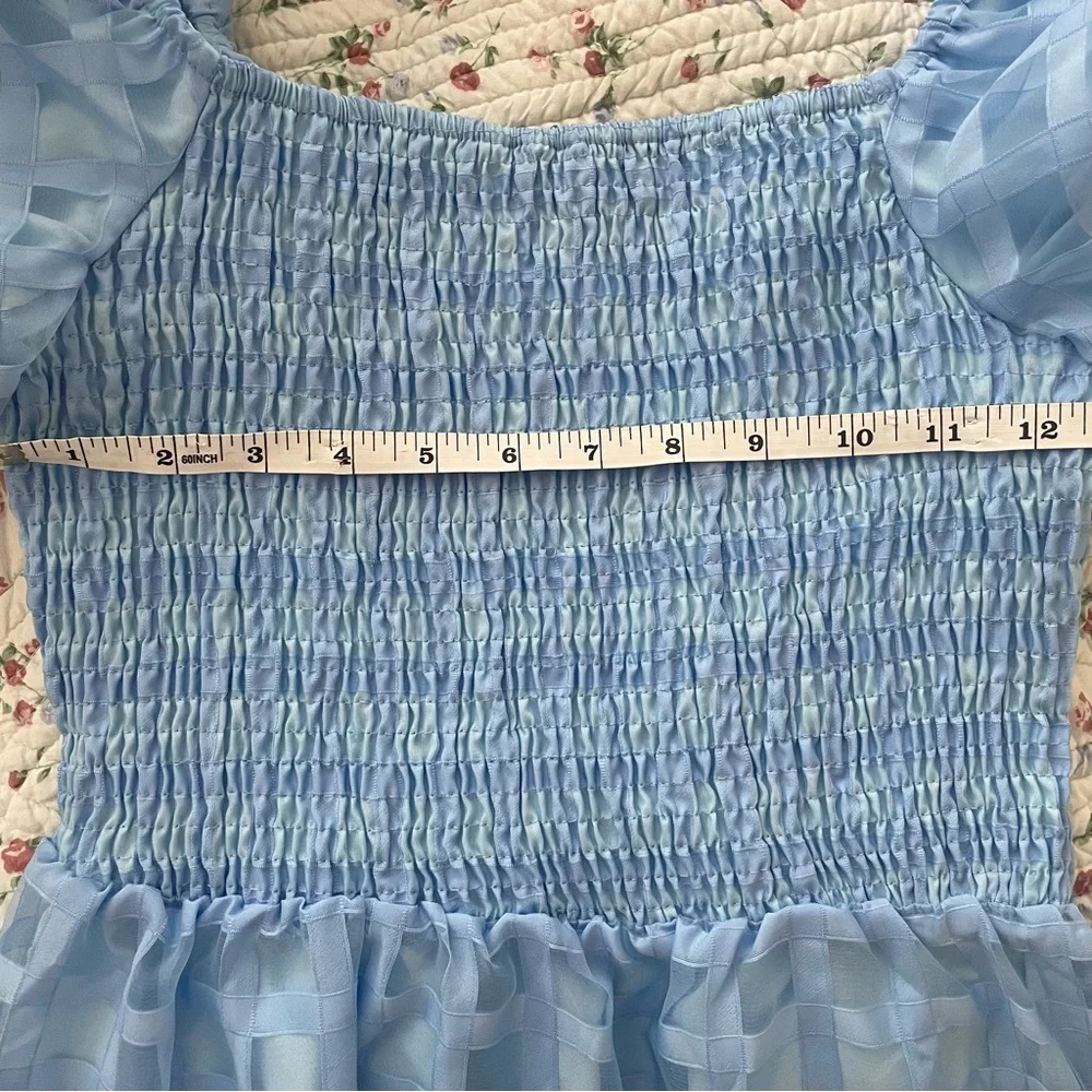 NWT PrettyGarden Blue Puff-Sleeve Ruffle Dress Size S - Picture 15 of 15